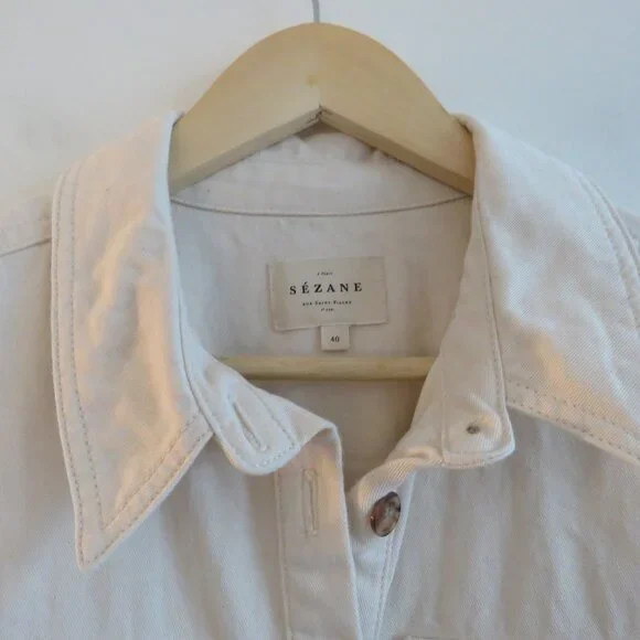 SEZANE Jeanette Denim Midi Belted Dress Molted Ecru Cream - Size EU 40 / US 8 - Picture 6 of 16